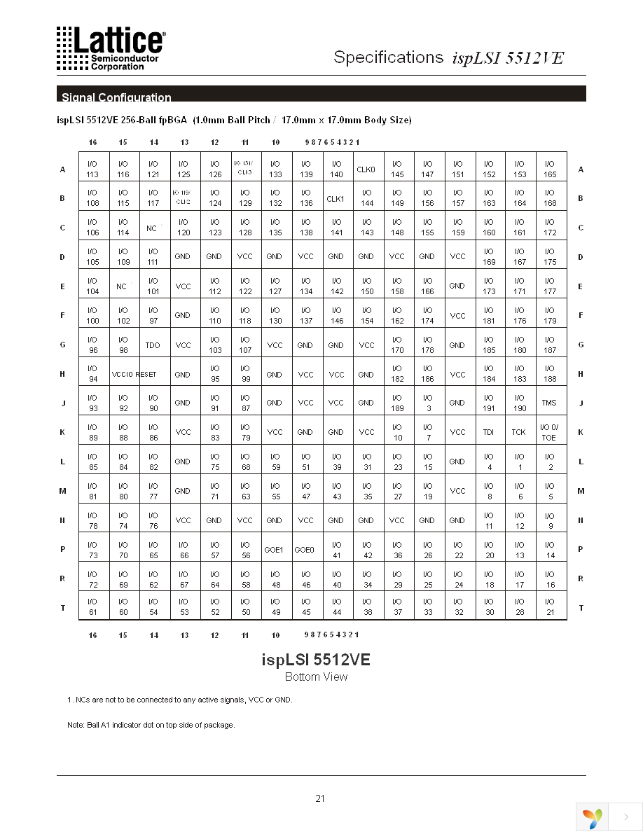 ISPLSI 5512VE-100LF256 Page 21